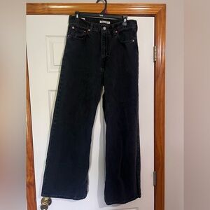 Levi's Black Ribcage Wide Leg Jeans
